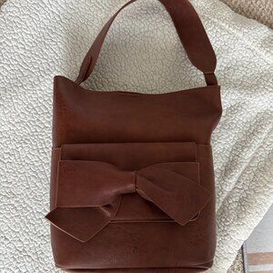Anthropologie, Large, Brown Leather Bag with Detachable Wallet